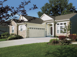 House with white garage door